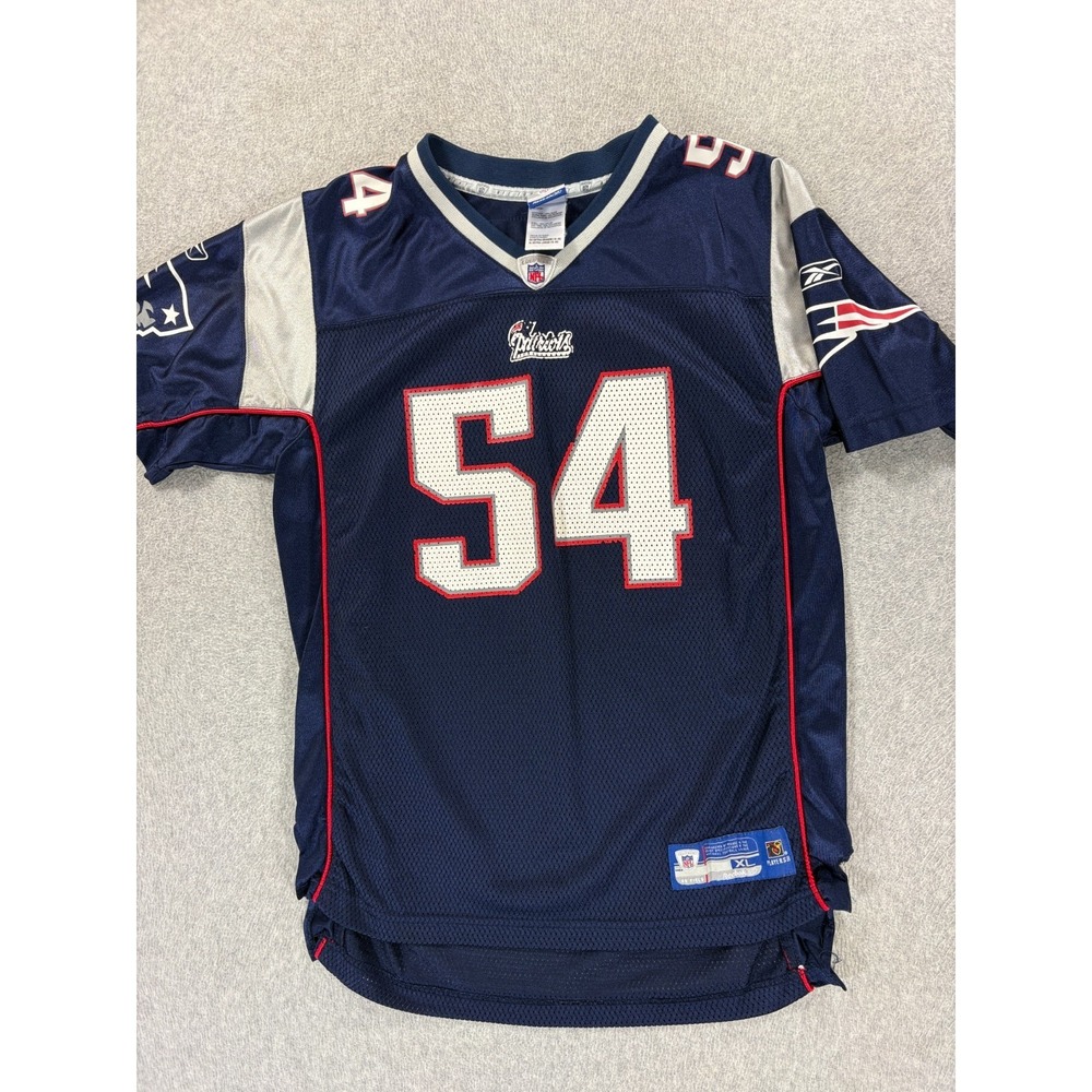 New England Patriots NFL Screened Football Jersey (#54 Bruschi) Youth XL - Blue‎